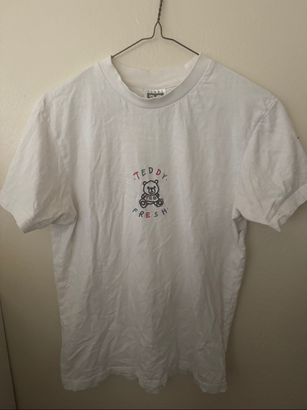 Teddy Fresh White Tee with Bear Embroidery